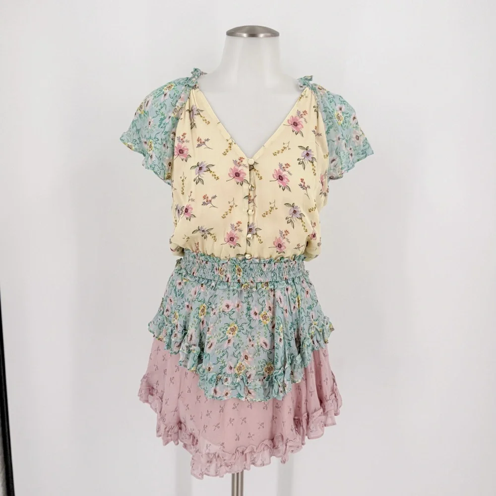Yumi Kim Floral Mini Dress in Yellow, Blue, and Pink - Picture 2 of 10